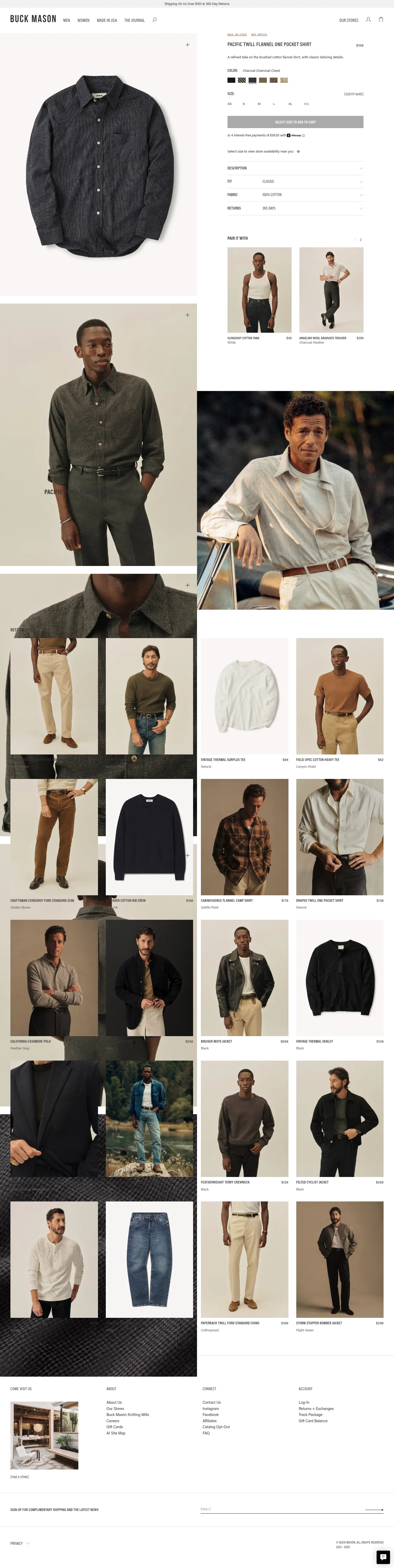 buckmason.com/products/charcoal-chainmail-check-pacific-twill-flannel-bd-shirt on desktop, full screenshot