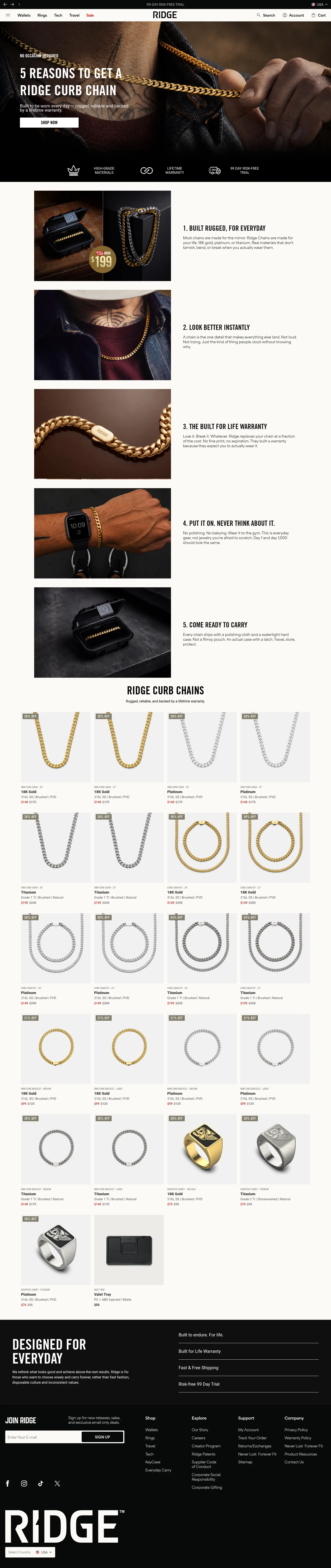ridge.com/collections/chains-5rlp-col on desktop, full screenshot
