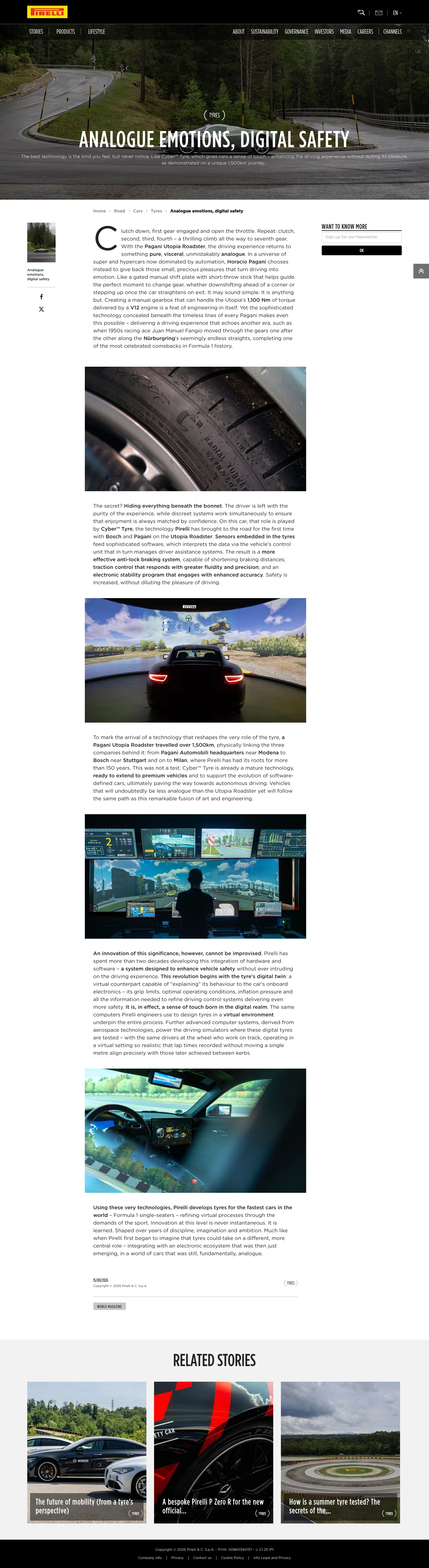 pirelli.com/global/en-ww/road/cars/tyres/analogue-emotions-digital-safety-198174 on desktop, full screenshot