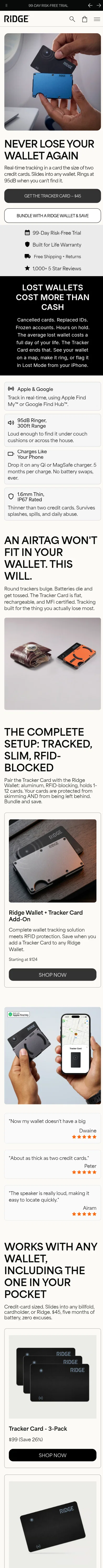 ridge.com/pages/tracker-card-lp on mobile