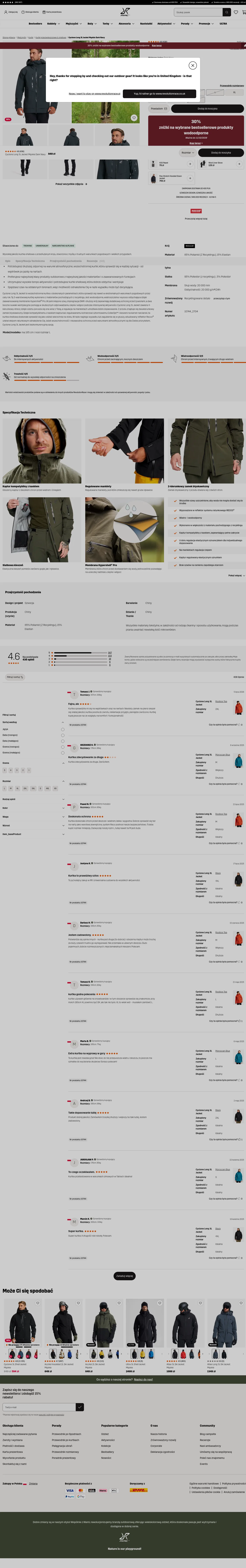 revolutionrace.pl/m%C4%99%C5%BCczy%C5%BAni/kurtki/kurtki-typu-shell/cyclone-long-3l-jacket-men on desktop, full screenshot