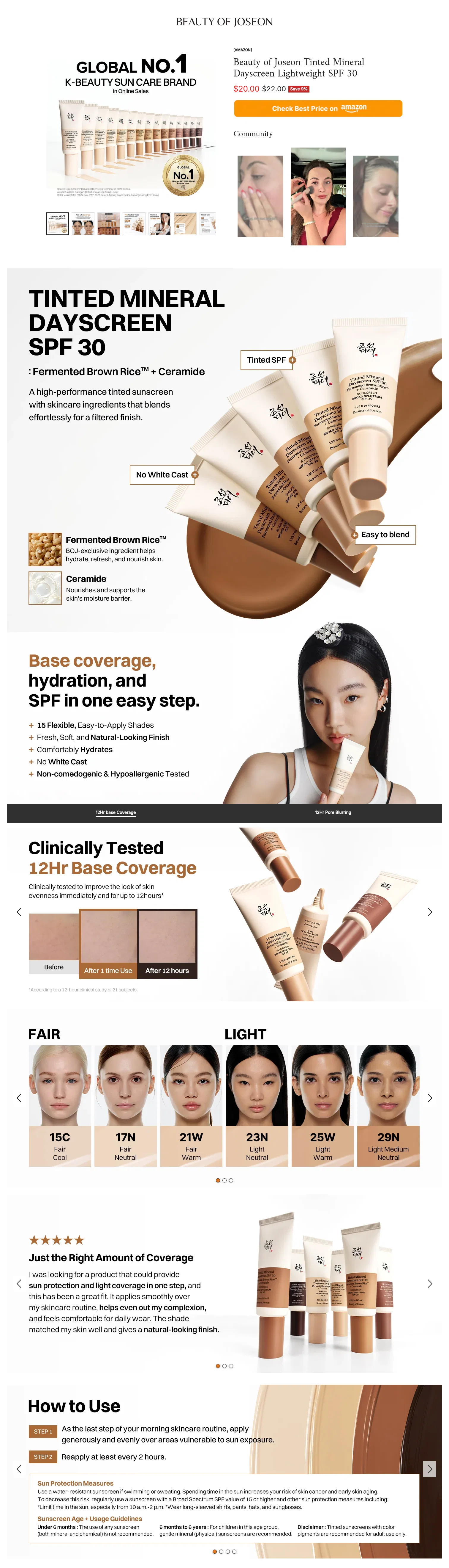 beautyofjoseon.com/pages/bnb-tinted-dayscreen on desktop, full screenshot