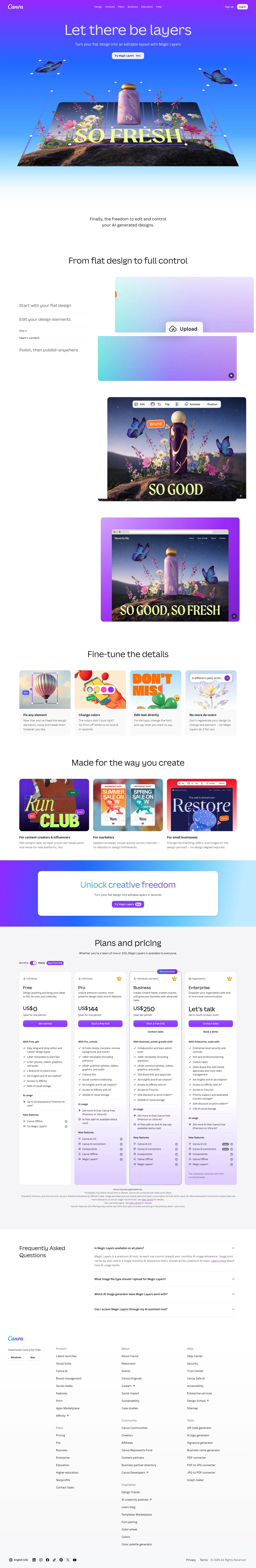 Canva landing page