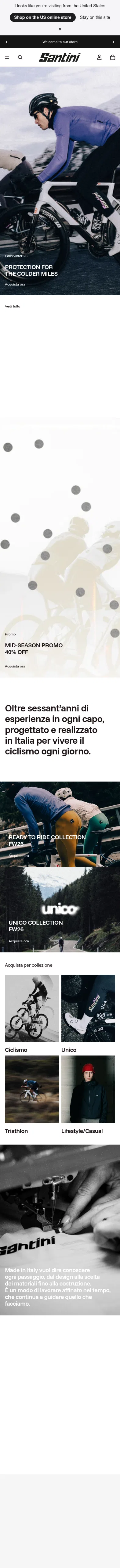 santinicycling.com on mobile, full screenshot