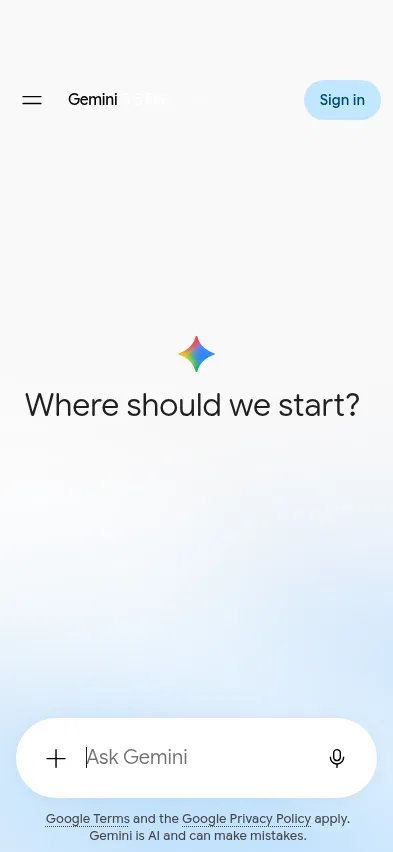 gemini.google.com on mobile, full screenshot