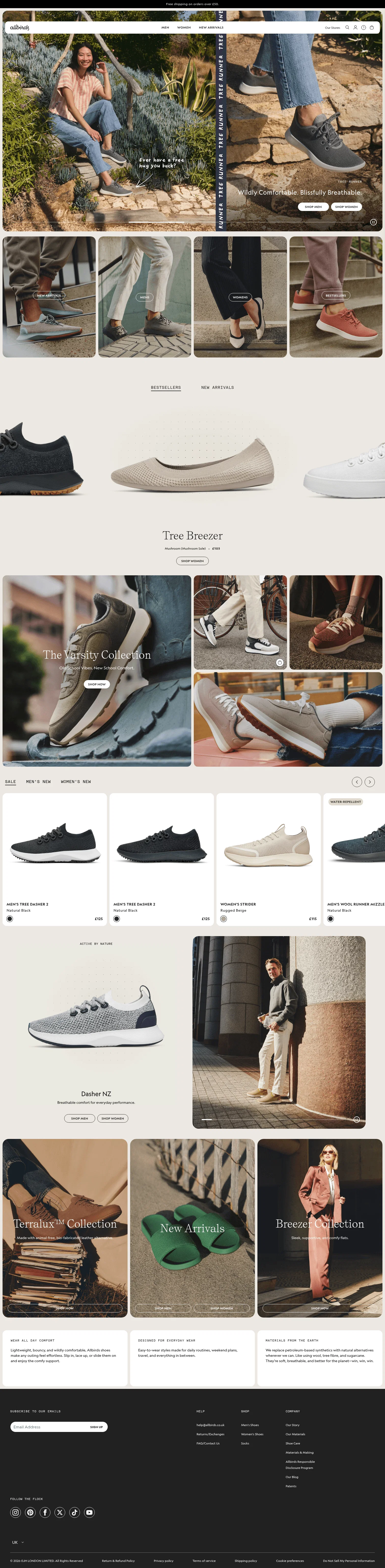 Allbirds landing page