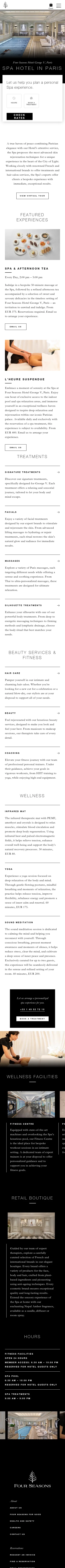 fourseasons.com/paris/spa on mobile, full screenshot