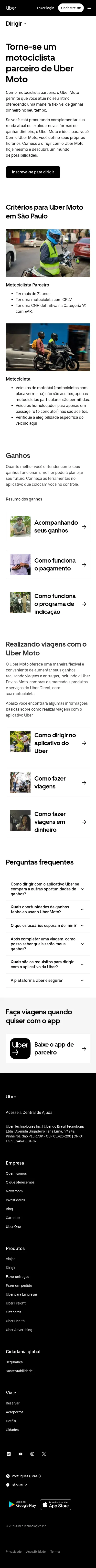 uber.com/br/pt-br/drive/services/uber-moto on mobile, full screenshot