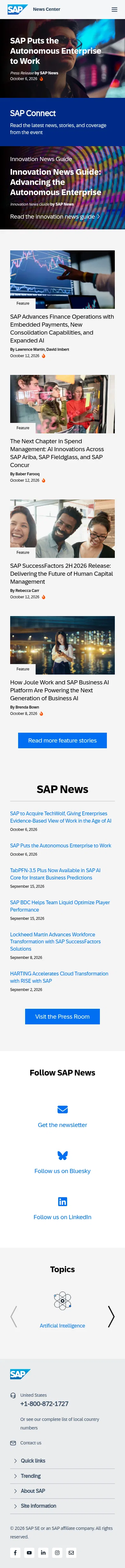 news.sap.com on mobile, full screenshot