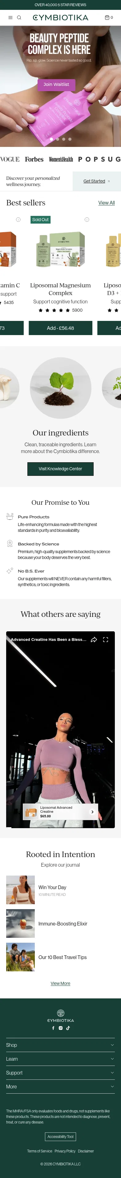cymbiotika.co.uk on mobile