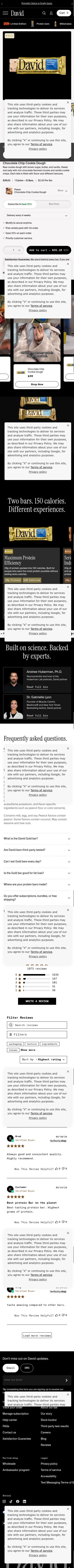 davidprotein.com/products/chocolate-chip-cookie-dough on mobile, full screenshot