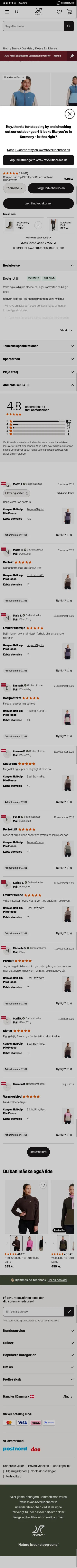 revolutionrace.dk/dame/overdele/fleece/canyon-half-zip-pile-fleece-women on mobile, full screenshot