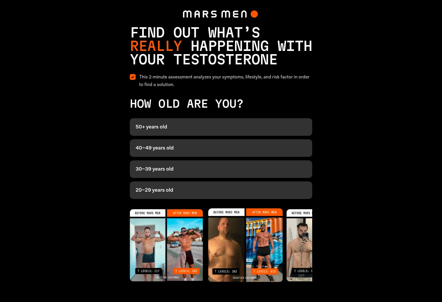 Mars Men landing page