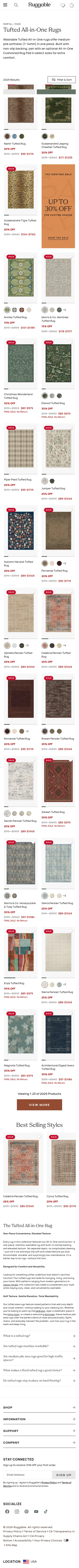 ruggable.com/collections/tufted-all-in-one-rugs on mobile, full screenshot