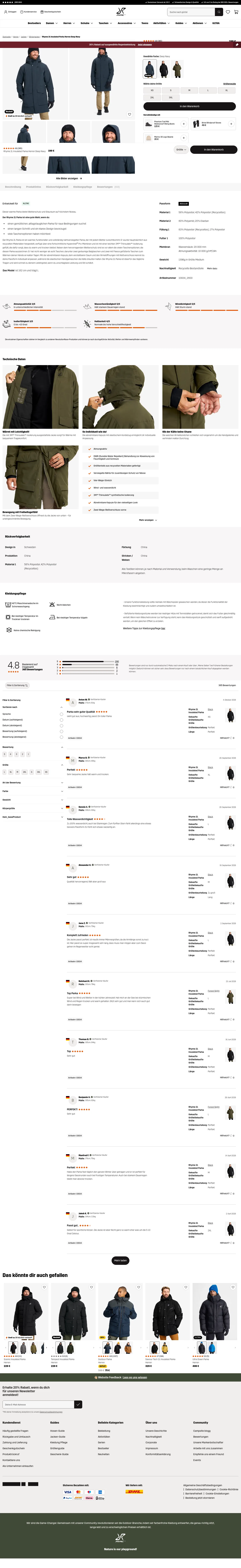 revolutionrace.de/herren/jacken/winterjacken/rhyme-2l-insulated-parka-men on desktop, full screenshot