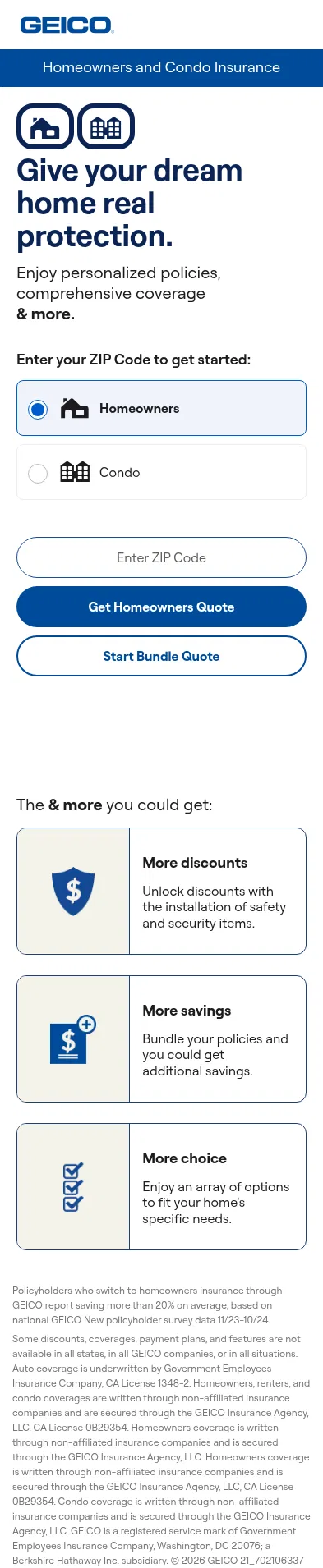 geico.com/landingpage/go550 on mobile, full screenshot