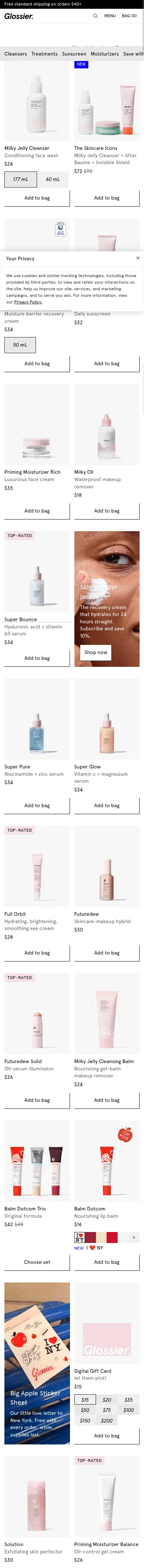 glossier.com/collections/skincare on mobile