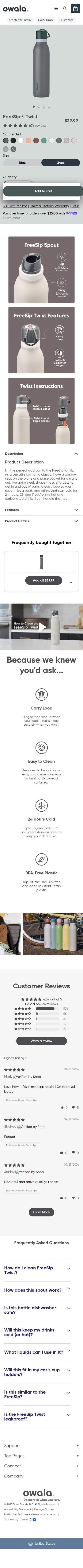 owalalife.com/products/freesip-twist on mobile, full screenshot
