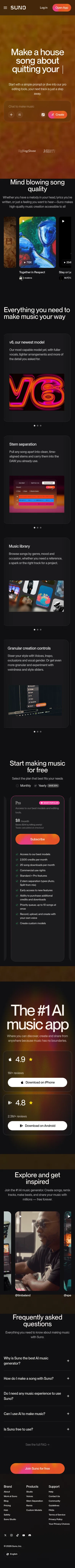 suno.com on mobile
