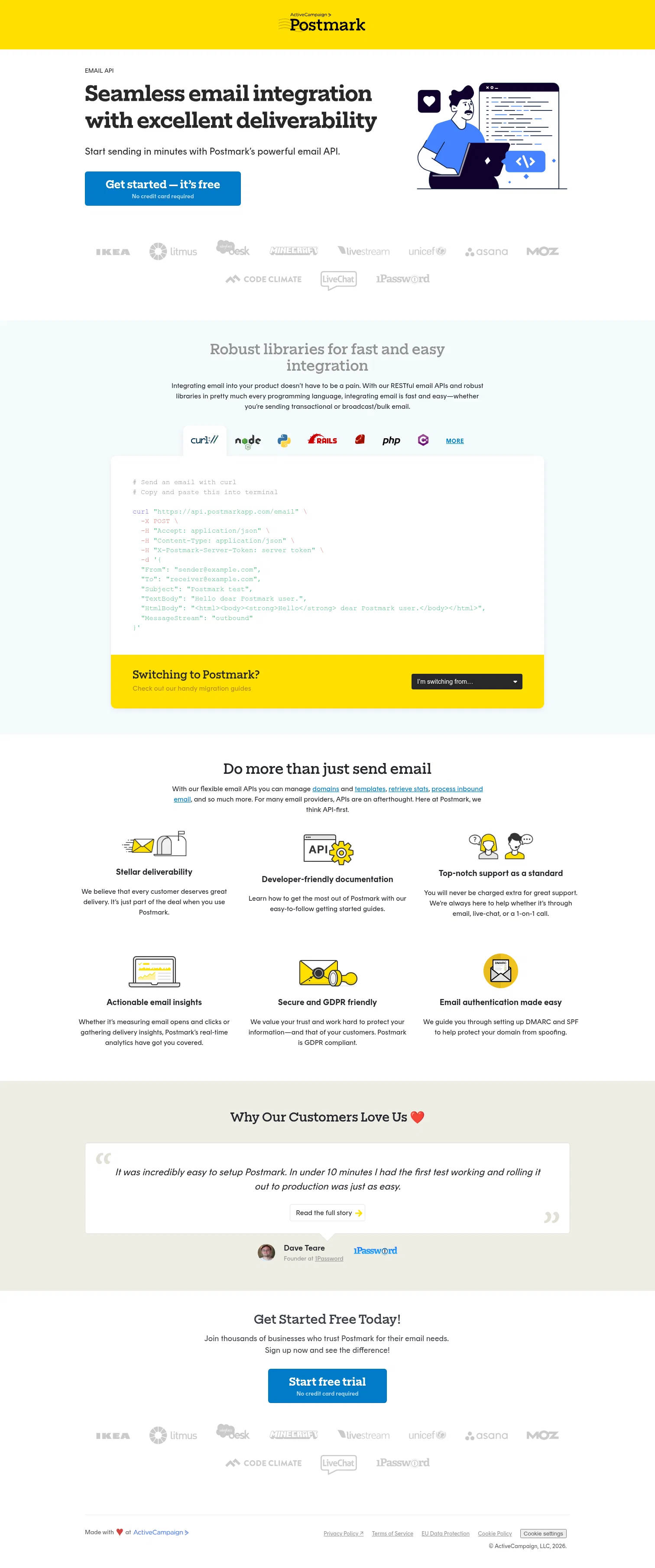 Postmarkapp landing page