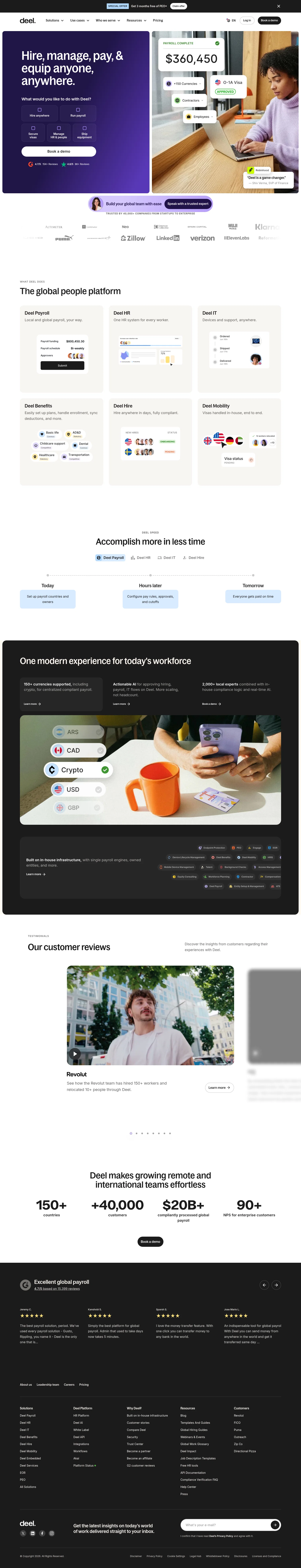 Deel landing page