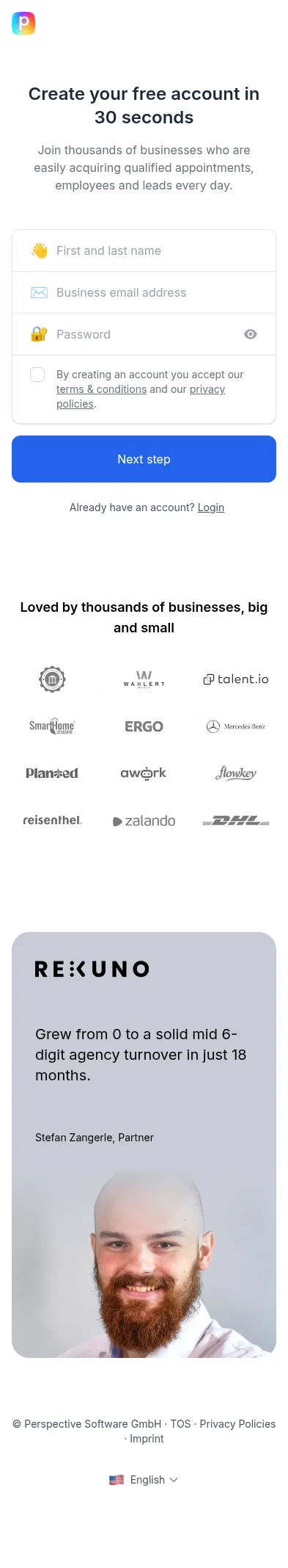 start.perspective.co/en/signup on mobile
