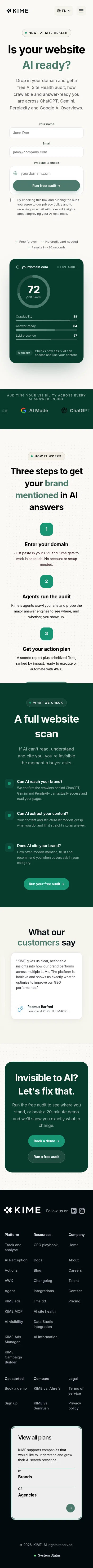 kime.ai/ai-site-health on mobile