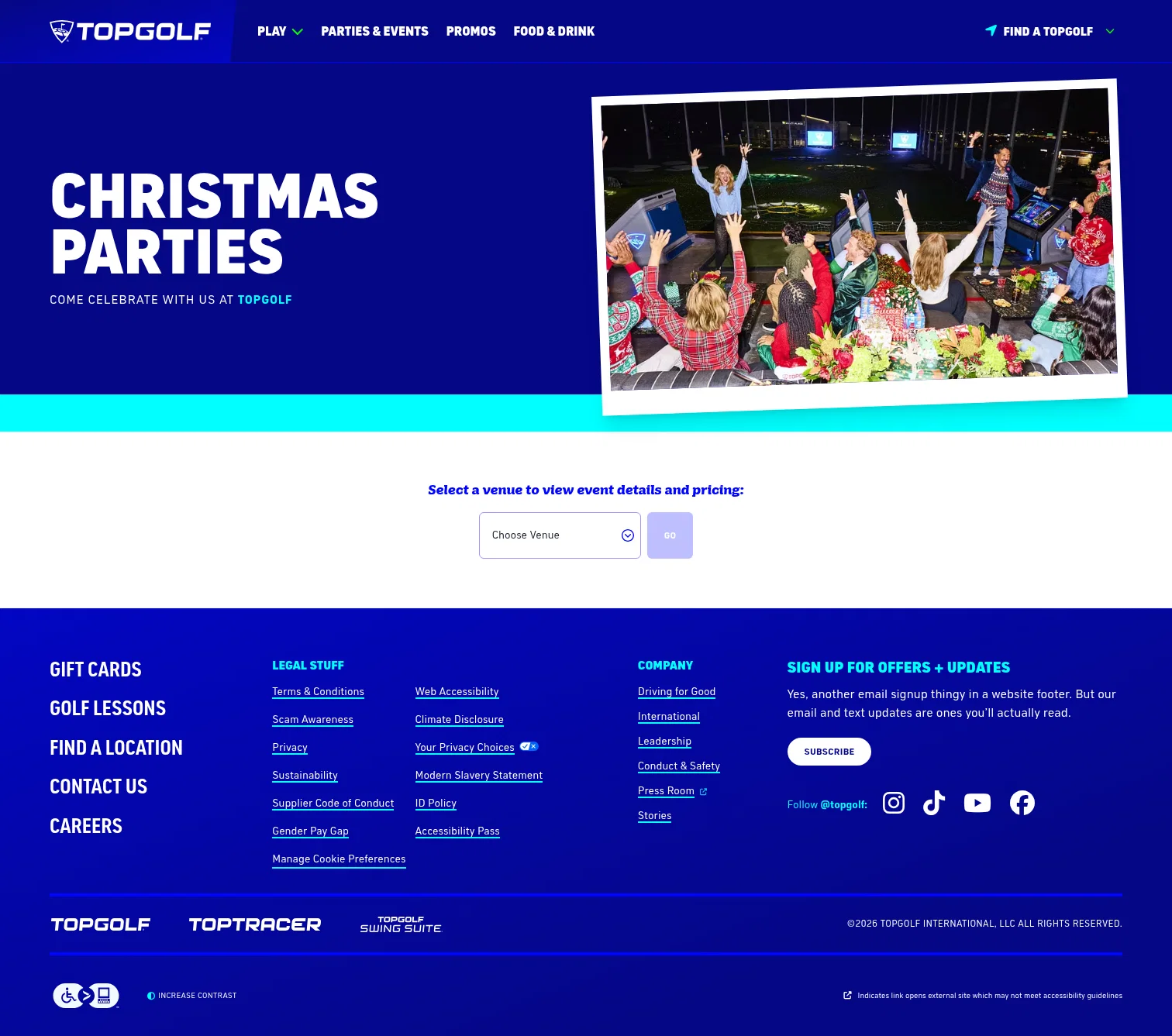 Topgolf landing page