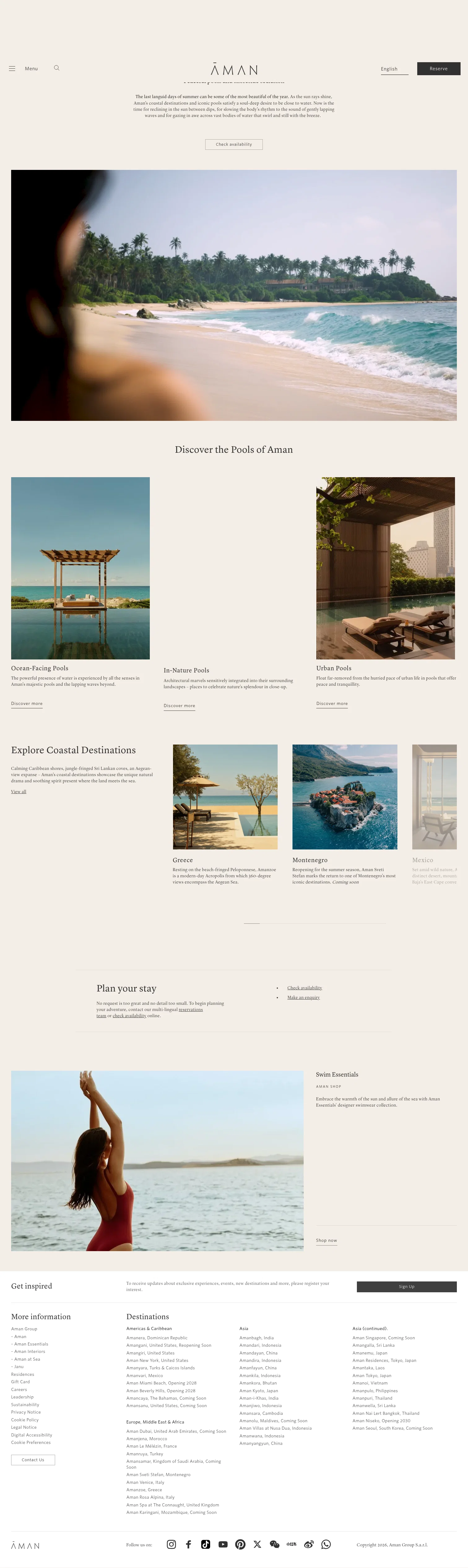 Aman Resorts landing page
