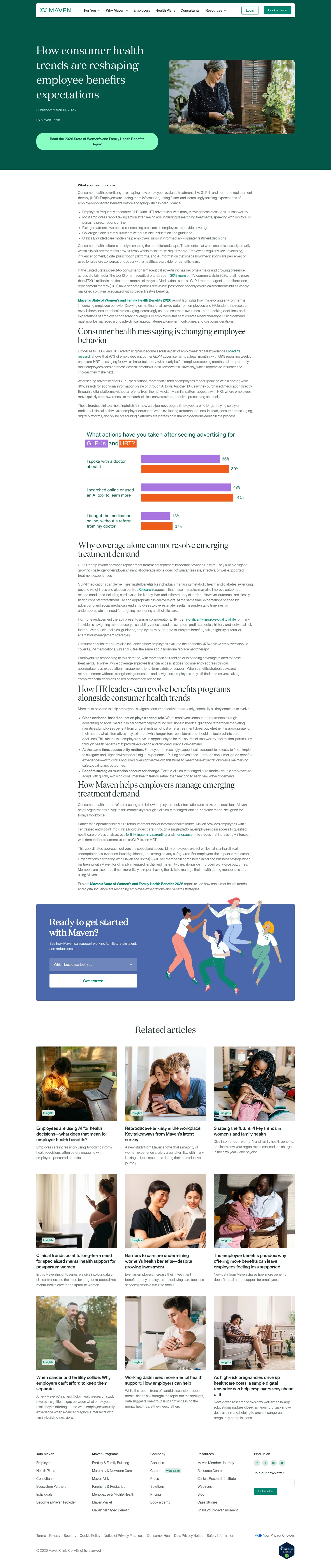 Maven Clinic landing page