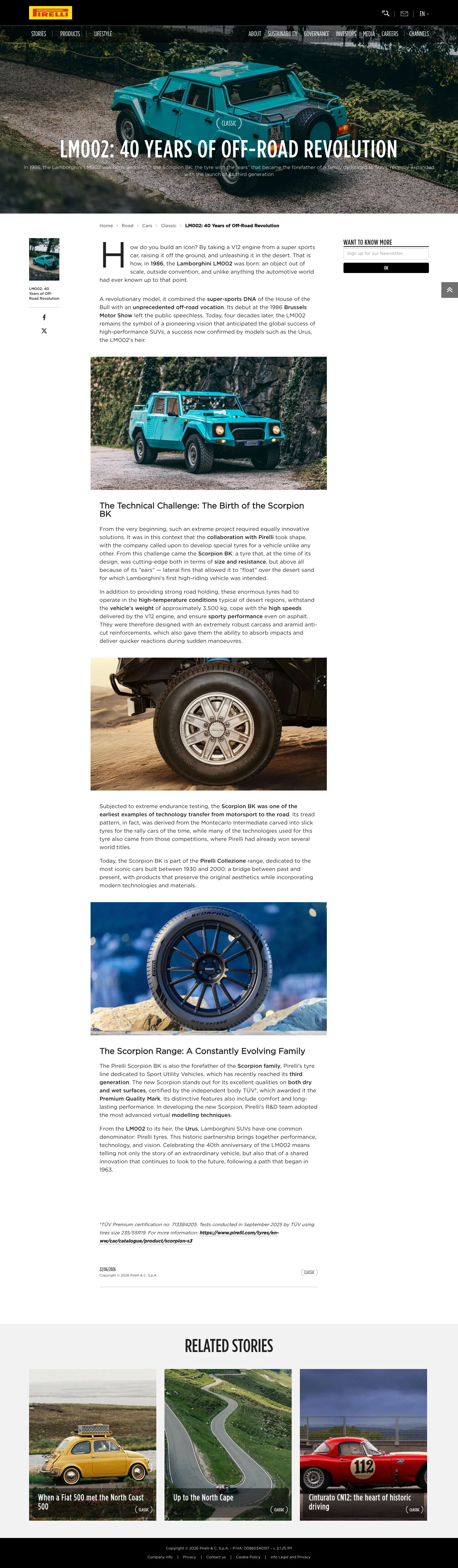 Pirelli landing page