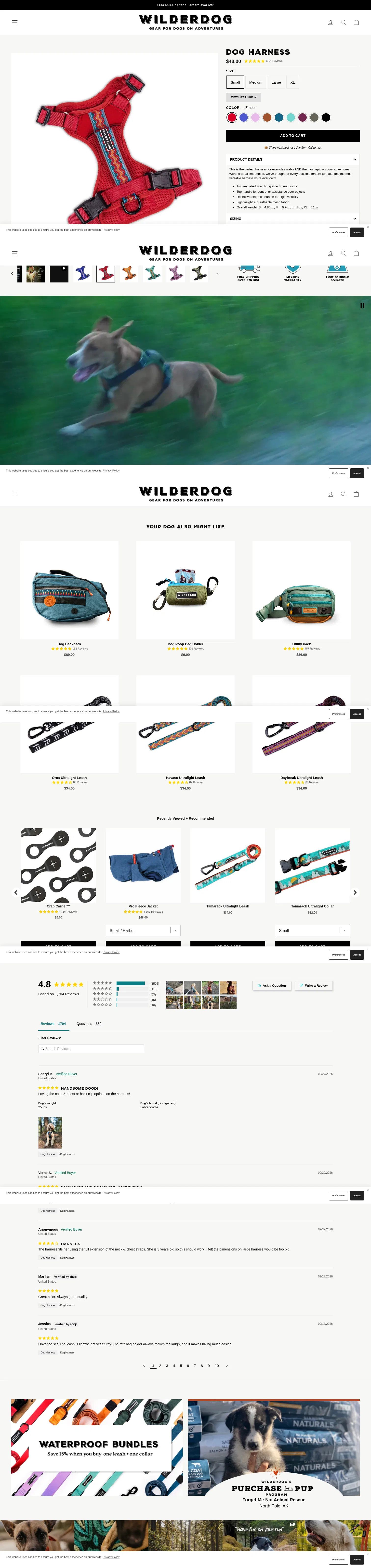 wilderdog.com/products/harness on desktop, full screenshot