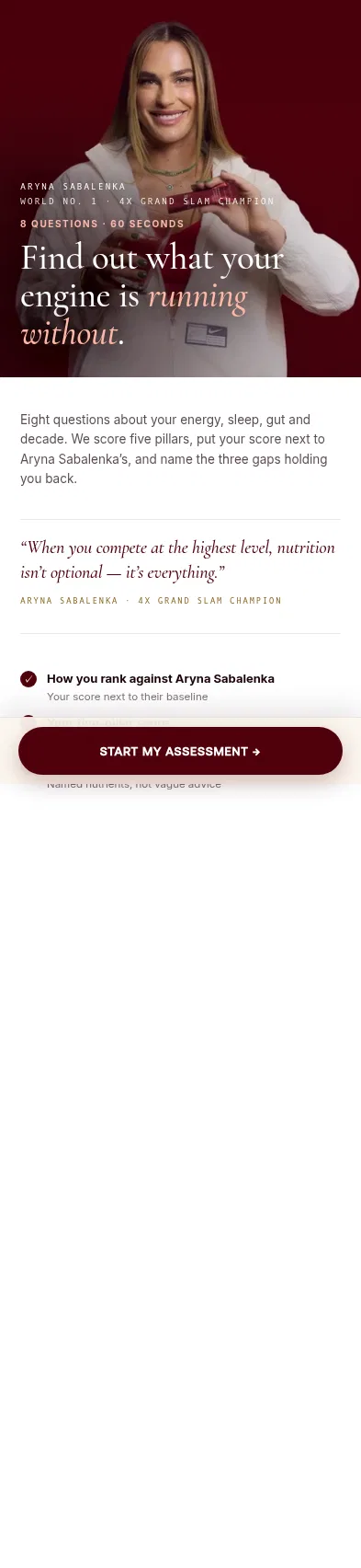 im8health.com/pages/foundation-quiz-aryna on mobile, full screenshot