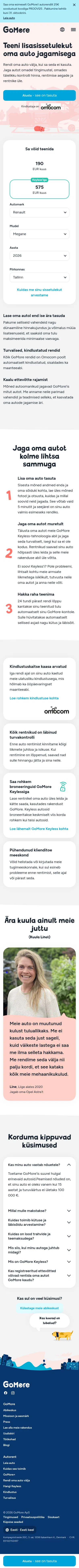 gomore.ee/rental/owner on mobile, full screenshot