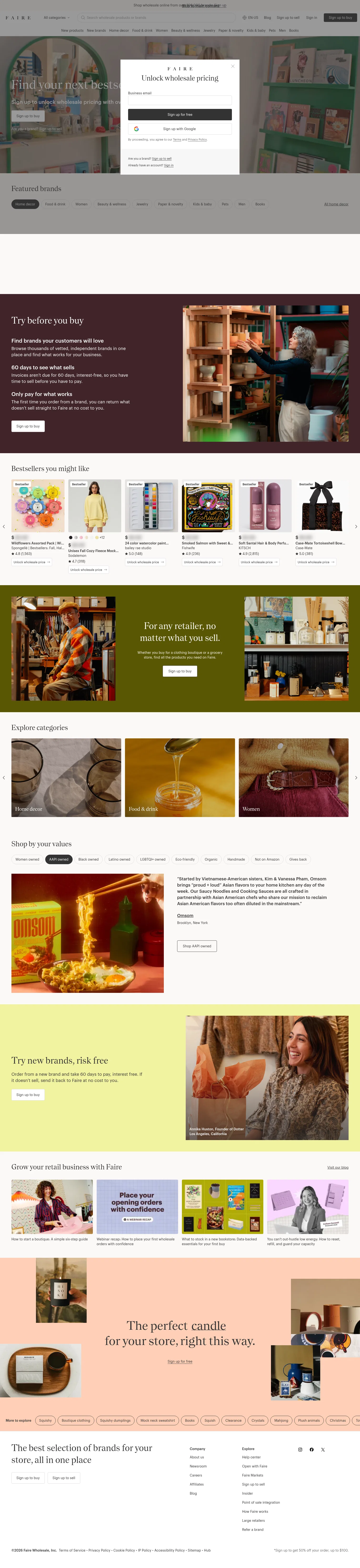 faire.com on desktop, full screenshot