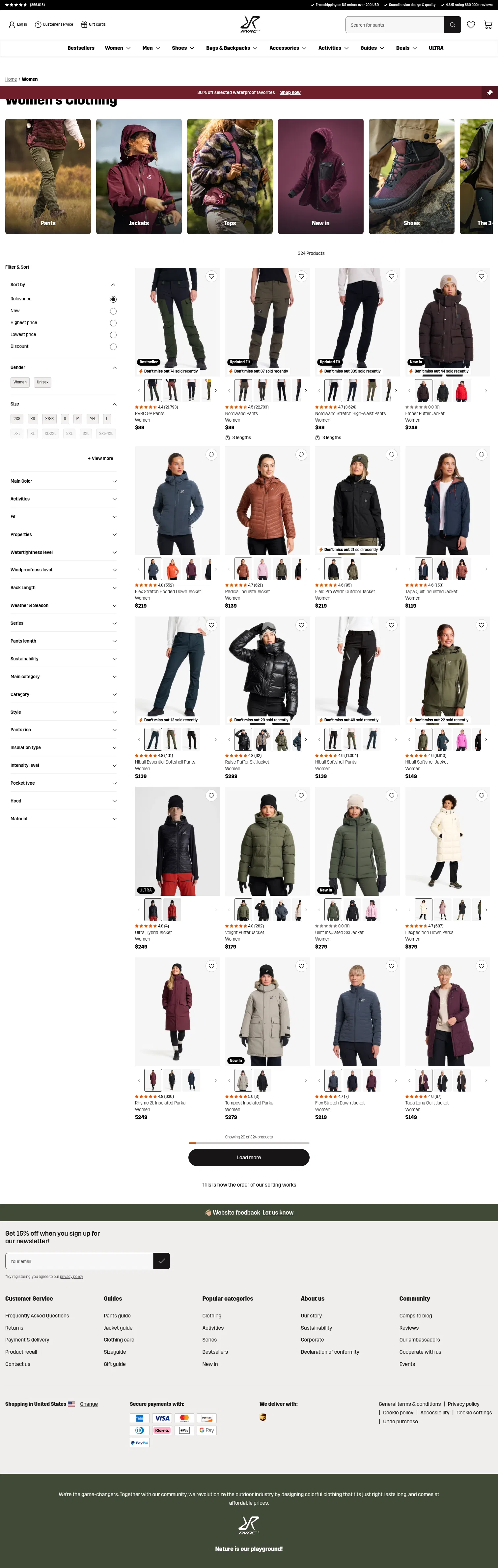 revolutionrace.com/women on desktop, full screenshot