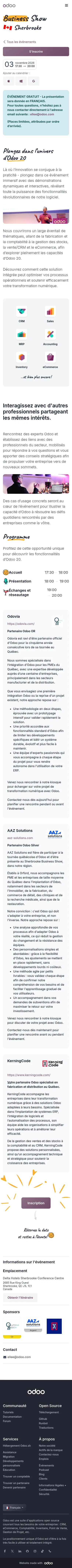 odoo.com/fr_FR/event/sherbrooke-business-show-12592/register on mobile, full screenshot
