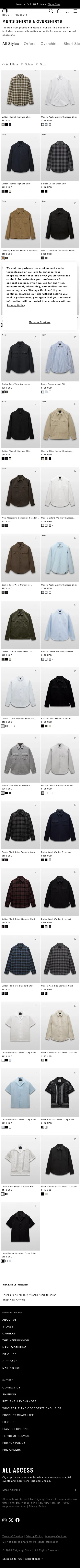 reigningchamp.com/collections/mens-shirts on mobile, full screenshot