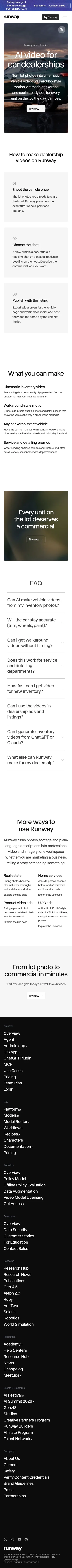 runway.com/use-cases/car-dealerships on mobile