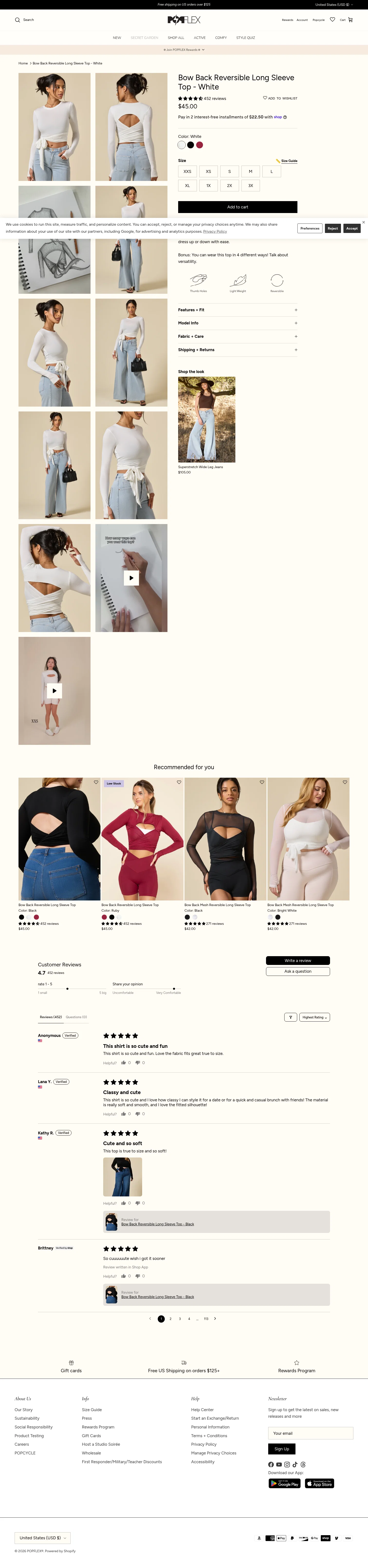 popflexactive.com/products/bow-back-reversible-long-sleeve-top-white on desktop