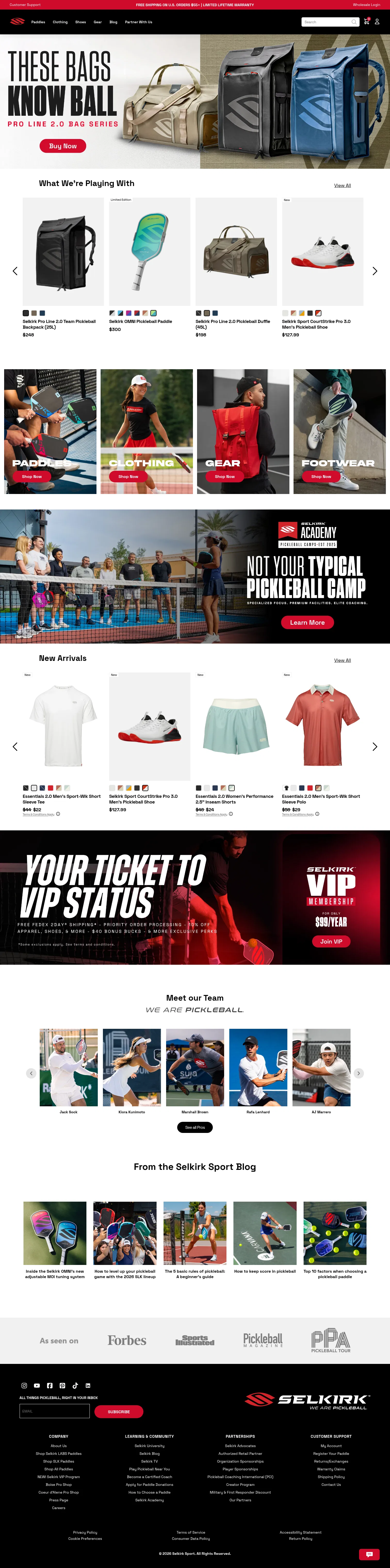 selkirk.com on desktop, full screenshot