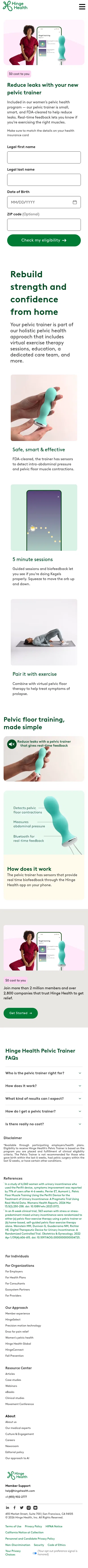 hingehealth.com/acquisition/pm-pelvic-trainer on mobile, full screenshot