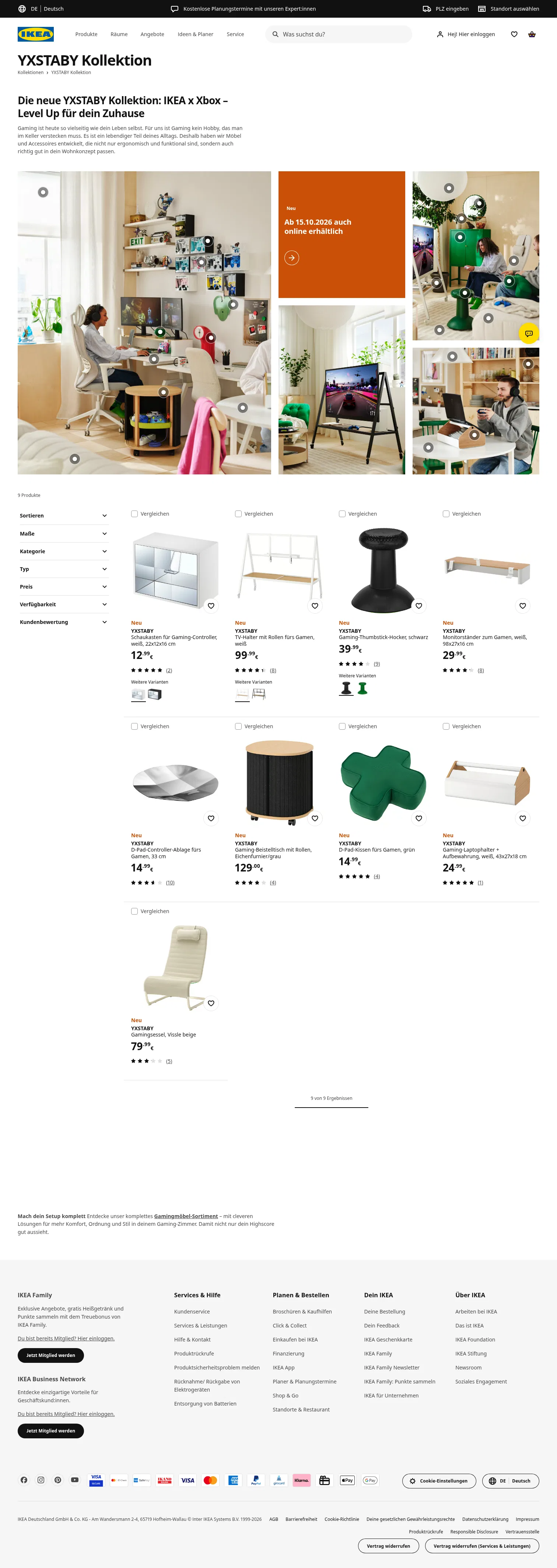 ikea.com/de/de/cat/yxstaby-kollektion-700883 on desktop, full screenshot