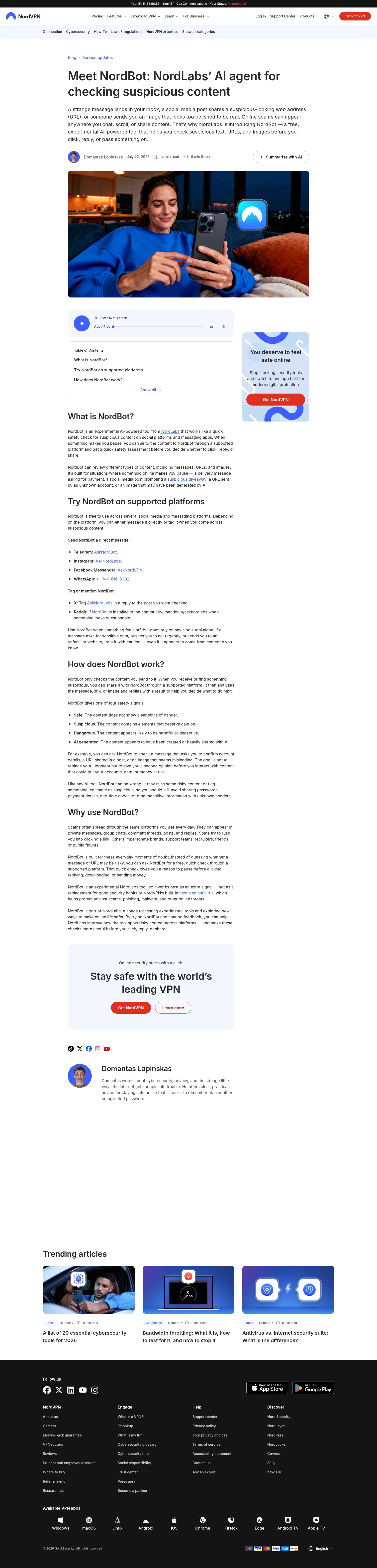 nordvpn.com/blog/nordbot-suspicious-content-checker on desktop