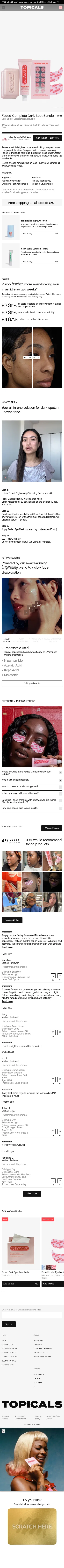 mytopicals.com/products/faded-complete-dark-spot-bundle on mobile, full screenshot