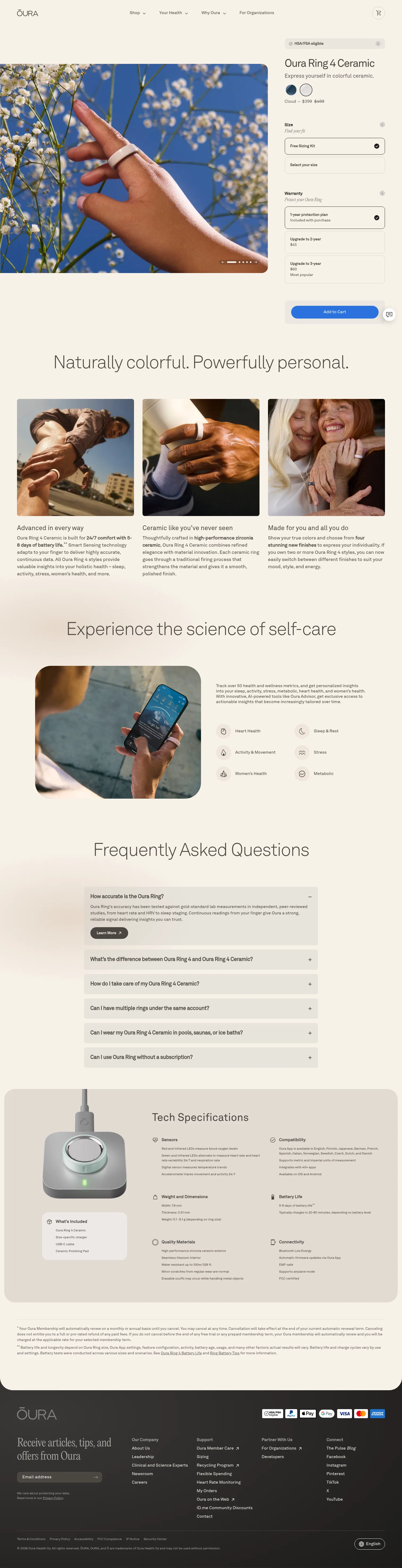 ouraring.com/store/rings/oura-ring-4-ceramic/cloud on desktop, full screenshot