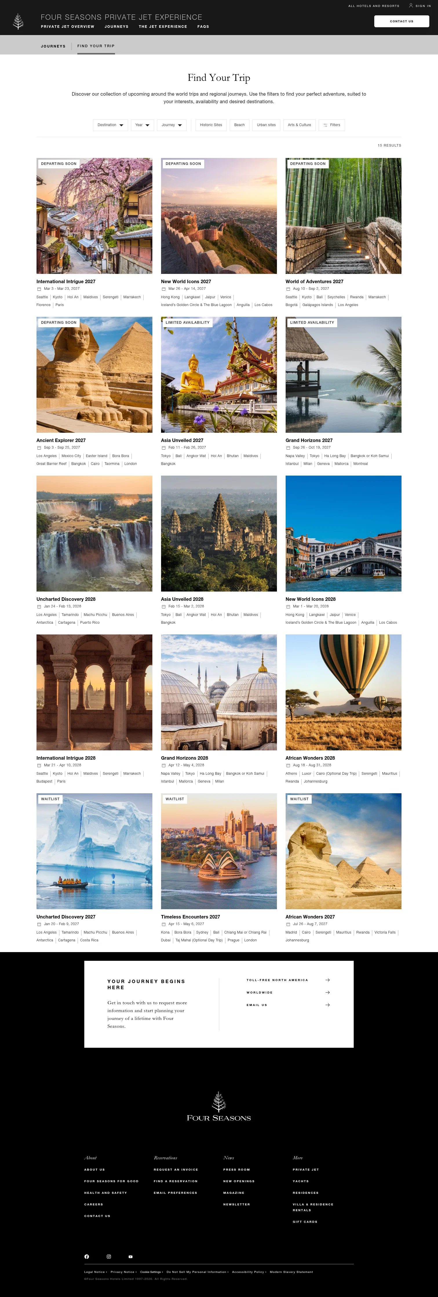 Four Seasons Hotels and Resorts landing page