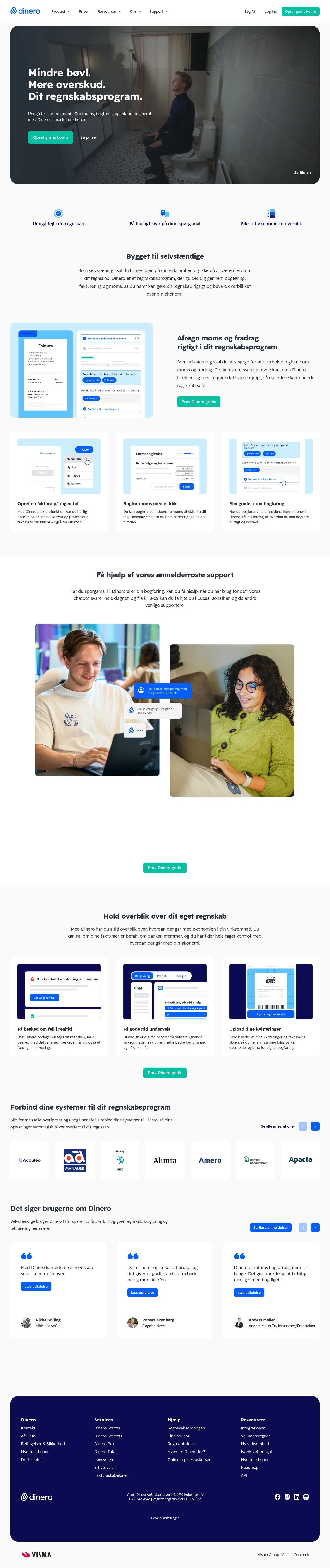 Dinero - Regnskabsprogram landing page