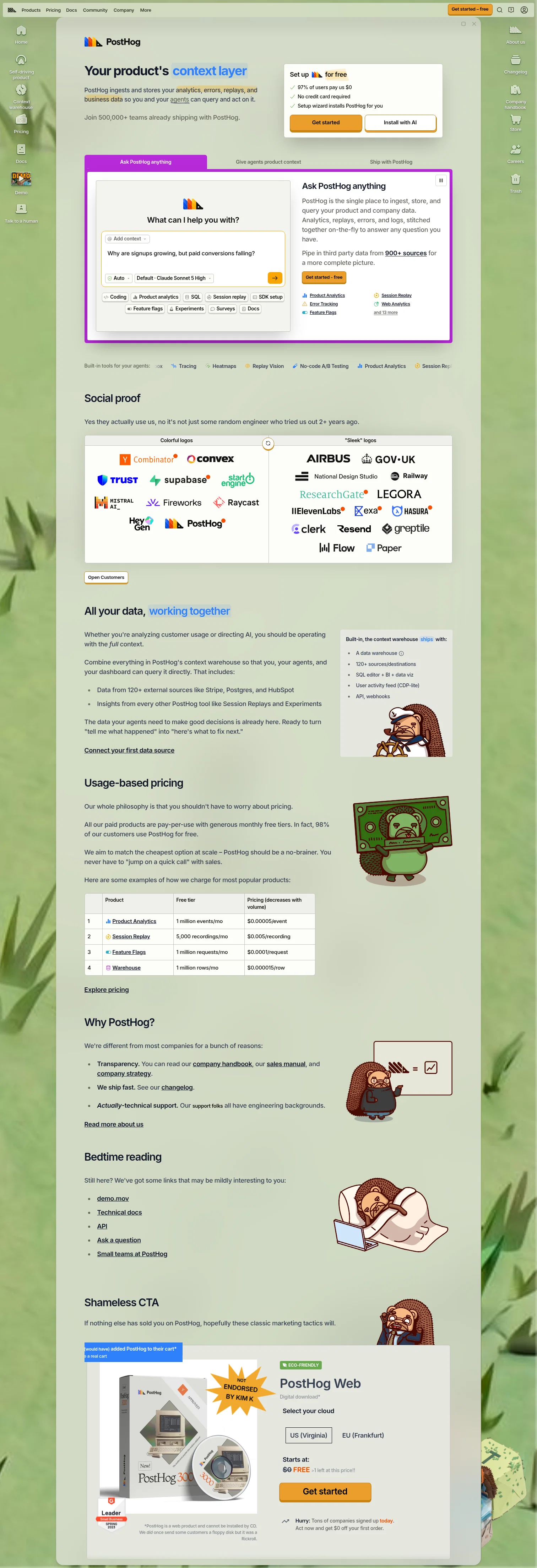 posthog.com on desktop