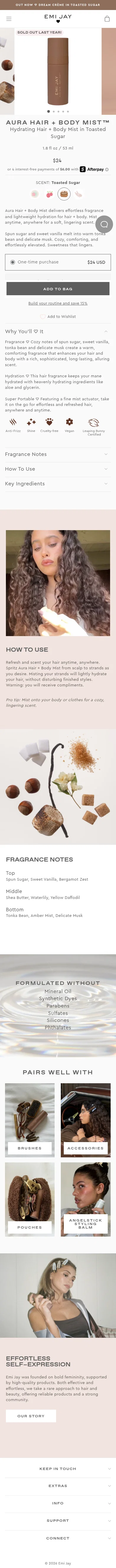 emijay.com/products/aura-scented-hair-body-mist-in-toasted-sugar on mobile